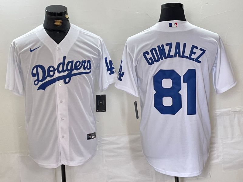 Men Los Angeles Dodgers #81 Gonzalez White Game 2024 Nike MLB Jersey style 3->los angeles dodgers->MLB Jersey